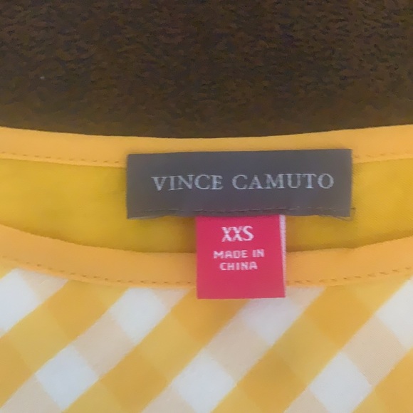 NWOT Vince Camuto - Gingham Print Yellow Pullover Blouse - XXS - Picture 3 of 3
